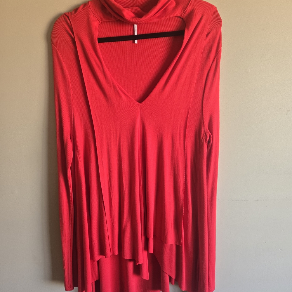 Free People Vibrant Red Tunic Top